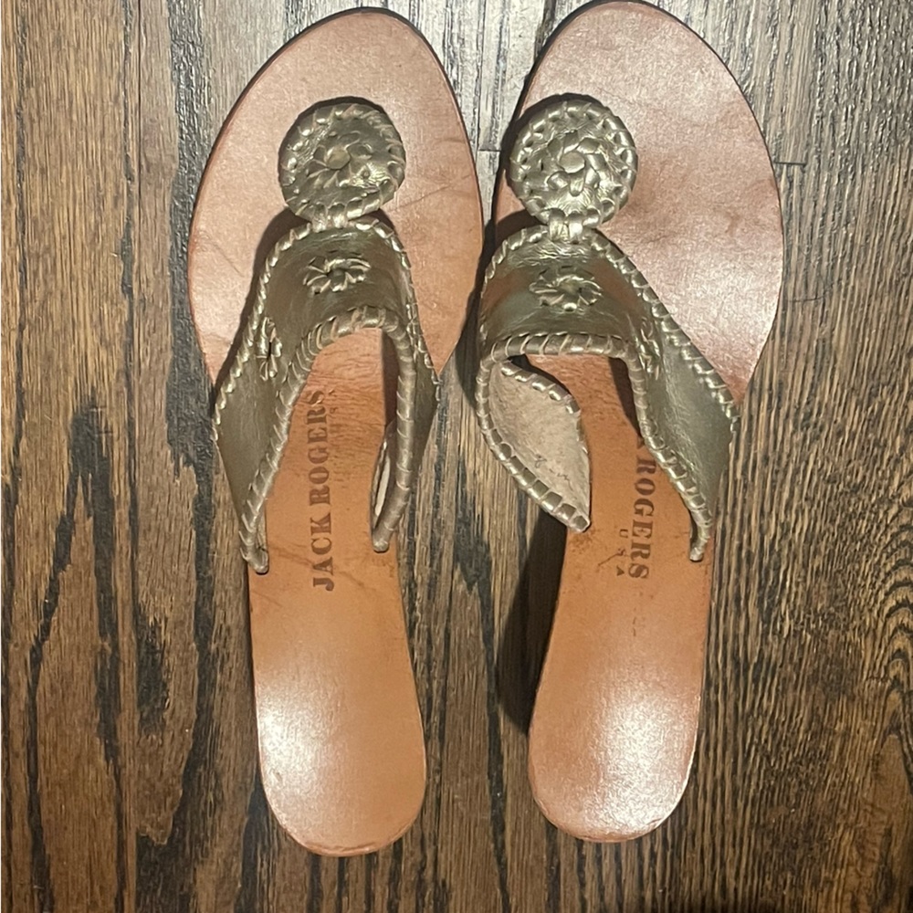 Jack rogers high heel sandal GUC women sz 8 PLATINUM